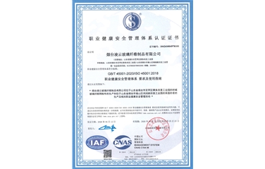 职业健康安全管理体系认证证书